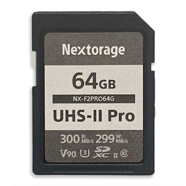 Nextorage Japan Ultra Fast v90 UHS-II SD Card 64GB max Write Speed 299MB/s (SDXC UHS2 Memory Card NX-F2PRO)