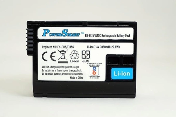 Power Smart EN-EL15C, EN-EL15B, EN-EL15 Rechargeable Lithium-Ion Battery for for D850, D7200, D7500, D500, D7100, D810A, D750, D810, D800E, D7000, D800, Z6 II, Z7 II, Z5, Z7, Z6, Camera Battery