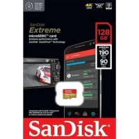 SanDisk Extreme 128GB microSDXC UHS-I, V30, 190MB/s Read,90MB/s Write, Memory Card for 4K Video on Smartphones, Action Cams and Drones