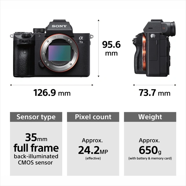 SONY Sony Alpha ILCE-7M3 Full-Frame 24.2MP Mirrorless Digital SLR Camera Body (4K Full Frame, Real-Time Eye Auto Focus, 4K Vlogging Camera, Tiltable LCD, Low Light Camera) - Black