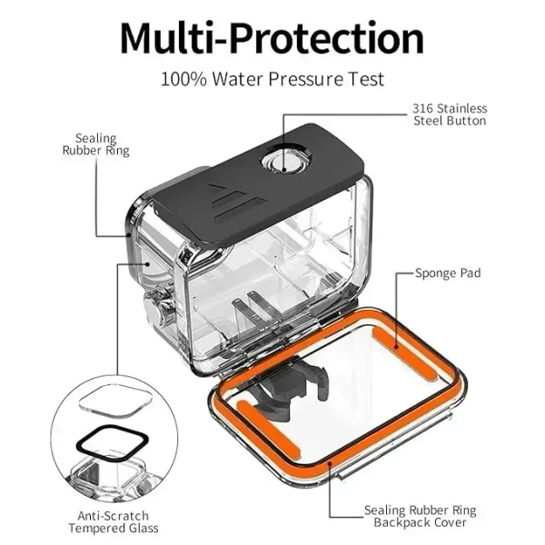 TELESIN Waterproof Housing Case Compatiable Within go pro Hero 11 10 9 Black,60M/196FT Underwater Protective Diving Housing Cover with Dive Filter Tripod Adapter Quick Release Mount and Thumbscrew