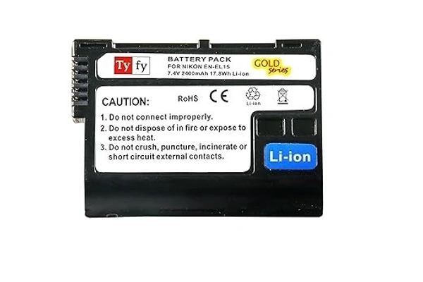 Tyfy Enel 15 Gold Series (Nikon) Battery (2400 mah) Compatible with Nikon Coolpix 3700/4200/5200/5900/7900,P6000/P5100/P5000,P90,P80,P4,P3,S10 Digital Camera
