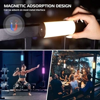ULANZI Ulanzi Handheld Light Wand, 360° RGB Led Video Light, 2000Mah Rechargeable Mini Light Stick, 2500-9000K Dimmable Camera Light W LCD, Support Magnetic Attraction, Black, (2637-Ca10)