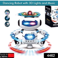 
 
4462 ﻿Dancing Robot with 3D Lights and Music. Description :- CLASSIC FOOT BALANCING ROBOT: This robot toys has dual-wheel foot balancing, which can easily navigate his surroundings. Toddler toys robot 360-degree spinning develops excellent motor skills and hand to eye coordination of your champ HIGH QUALITY MATERIALS: This toy robots  - White, - 604 Length (Cm) :- 15 Breadth