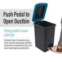
 
Plastic Push N Pedal Dust Bin | Hands-Free Operation, Compact Design, Unbreakable Plastic | Ideal for Kitchen, Office & Bathroom Use 6.5 Litres (1 Pc / Mix Color) Description  - Nobel, 1834 Length (Cm)