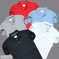 *Catalog Name:* Plane Matty Solid Half Sleeves Mens Polo neck T-Shirt  5 Pakege - Red, M     L   Xl
