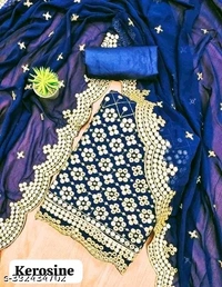 Catalog Name:*priti Graceful Salwar Suits & Dress Materials*
Top Fabric: Georgette + Top Length: 2.25 Meters
Bottom Fabric: Cotton Slub + Bottom Length: 4 Meters
Dupatta Fabric: Georgette + Dupatta Length: 2.01-2.25
Lining Fabric: Georgette
Type: Un Stitched
Pattern: Embellished
Net Quantity (N): Single
Dispatch:1 Day

*Proof of Safe Delivery!  - Pigment Indigo, L