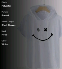 Mens Polyester Tshirt Printed Hood Pettan New Design - White, XXL