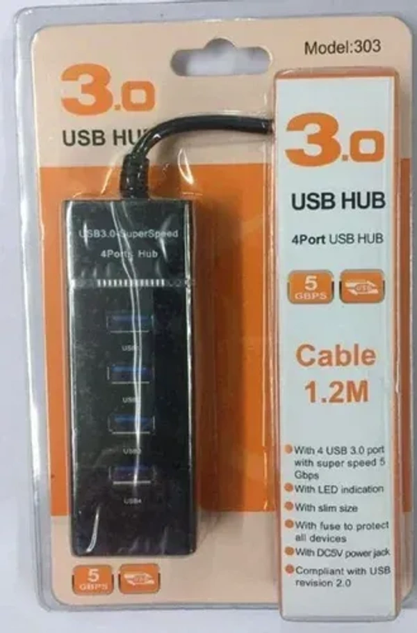 Usb hub 4 port (3.0) (1.2 mtr) orange 