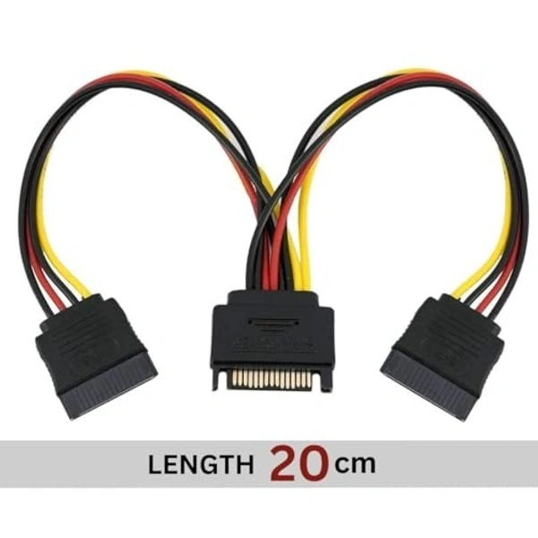 15 PIN sata male to 15 PIN sata Y female cable