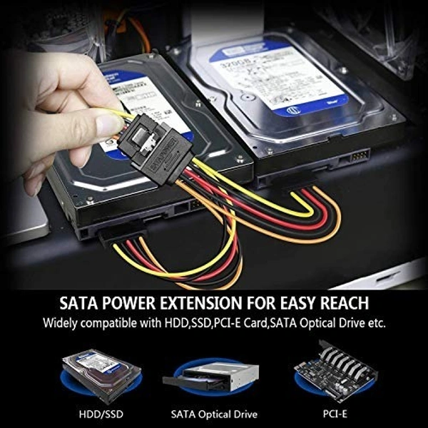 15 PIN sata male to 15 PIN sata Y female cable