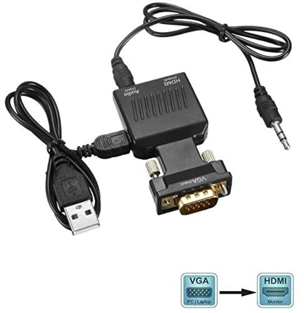 VGA to HDMI (BLK & WHITE BOX) CABLE METAL