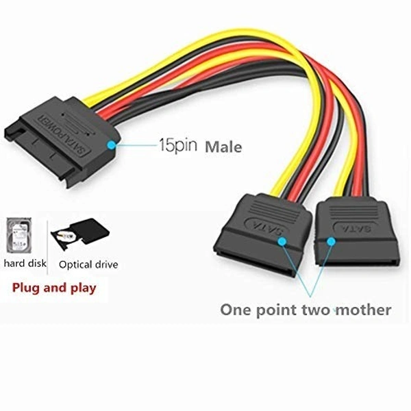 15 PIN sata male to 15 PIN sata female x 3 ports