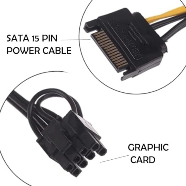 15 PIN sata Male to 8 PIN male 