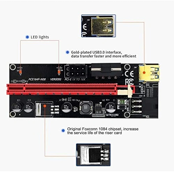 1x riser card 4 capacitor (version 9) 