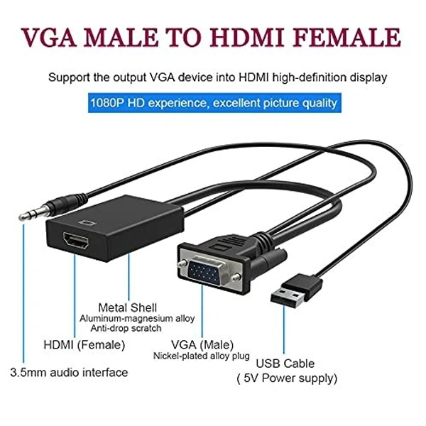 VGA to HDMI (GREEN BOX) CABLE METAL