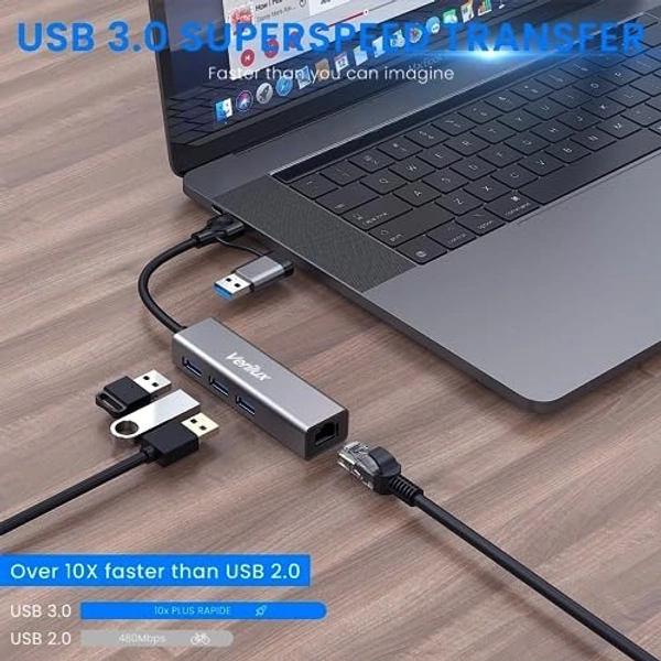 Type c hub (3.0) with lan (metal)