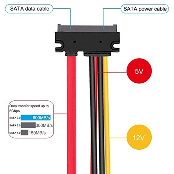 22 PIN sata data to 4 PIN mini + sata L type V