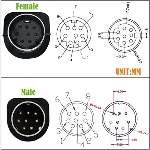 8 PIN male to 8 PIN Y male cable (BLACK) 