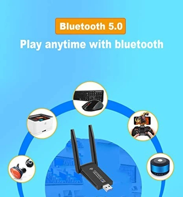 Dual Band Wifi (2.4G+5G) (1300M)+Bluetooth(with Antenna) Adapter