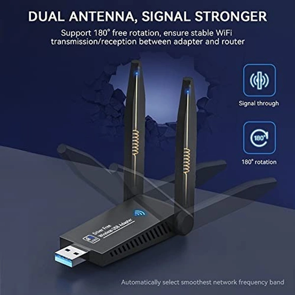 Dual Band Wifi (2.4G+5G) (1300M)+Bluetooth(with Antenna) Adapter