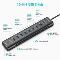 Usb hub 10 port (1 mtr) square 