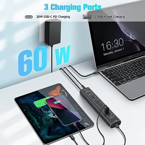 Usb hub 10 port (1 mtr) square 