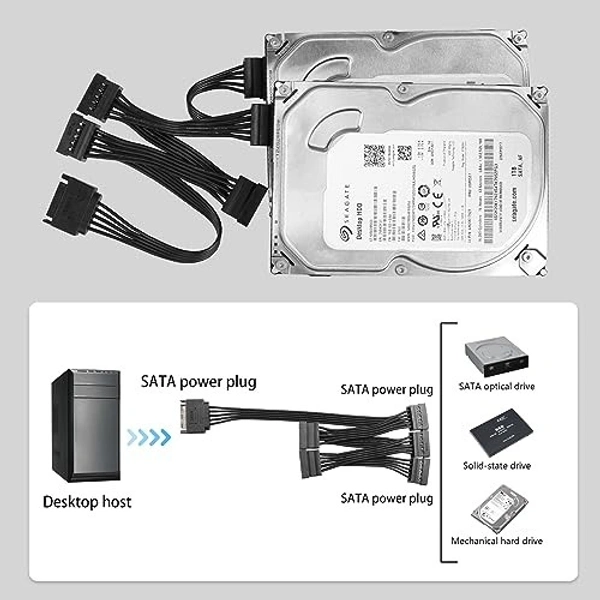 15 PIN sata male to 15 PIN sata female x 5 ports