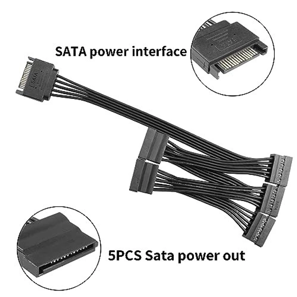 15 PIN sata male to 15 PIN sata female x 5 ports