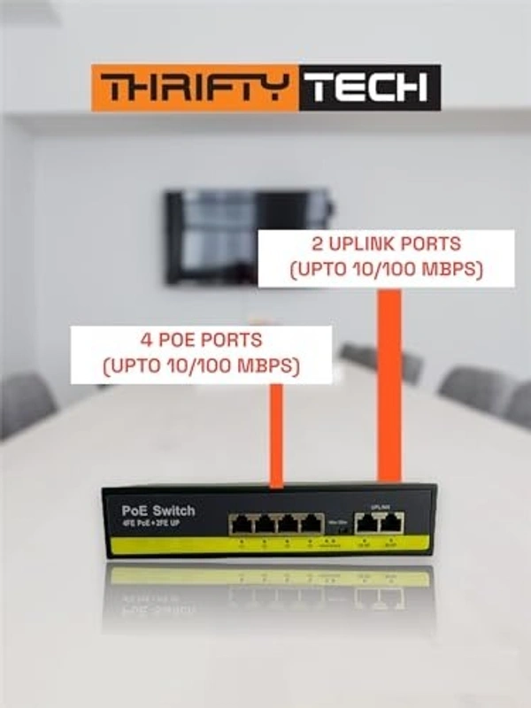 Poe Switch 4+2 (uplink) (10/100 mpbs).
