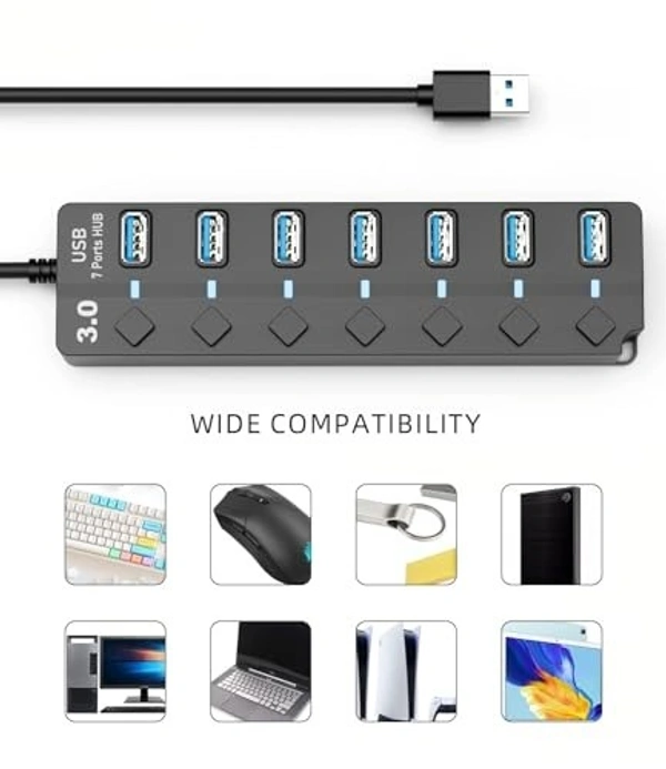 Usb hub 7 port (3.0) blue 