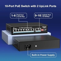 Poe Switch 8+2 (uplink)(10/100mbps)