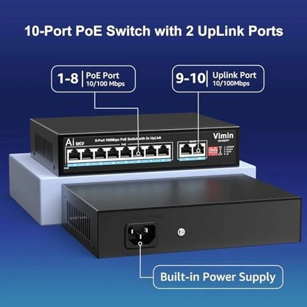 Poe Switch 8+2 (uplink)(10/100mbps)