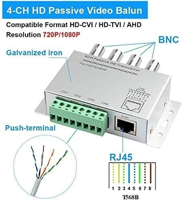 Video balun 4 channel (silver)