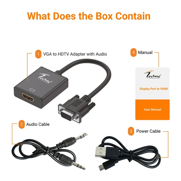 VGA to HDMI with audio (BIG BOX) ORANGE    