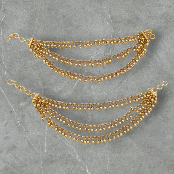 Traditional Three Layer Gold Bead Ear Chains