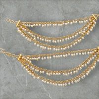 Bridal Three Layer Pearl Drop Ear Chains
