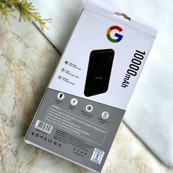 10000mAh Powerbank, Dual USB-A Outputs | Dual Input Ports | Lithium Polymer Power Bank | Plastic Casing, Lightweight