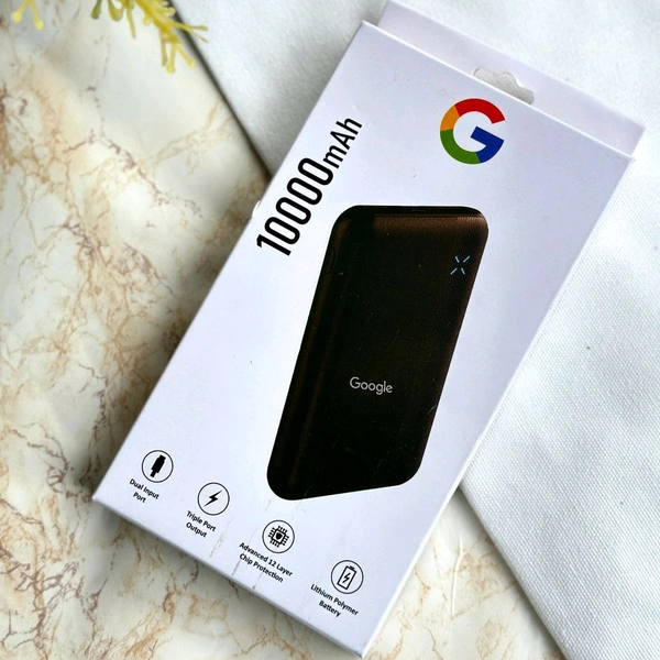 10000mAh Powerbank, Dual USB-A Outputs | Dual Input Ports | Lithium Polymer Power Bank | Plastic Casing, Lightweight