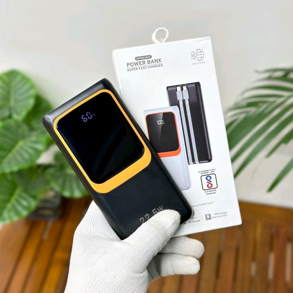 10000mAh Powerbank With 2 Build In Cables | Lithium Polymer Power Bank | Plastic Casing, Lightweight | Extra Ports | For Mobile, Earbuds, Smartwatch, Speaker, Tablet