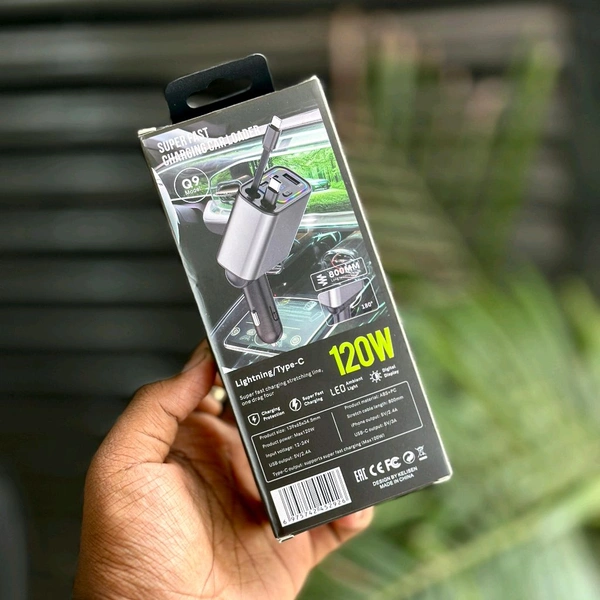 120W Super Fast Charging Car Adapter – Charge On the Go!