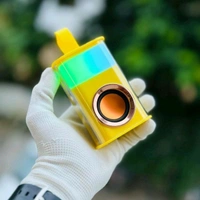 2023 New 7W Bluetooth Speaker Stereo TWS Bluetooth Waterproof Transparent LED Lights Sound Box Mini Portable Speaker - Black