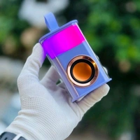 2023 New 7W Bluetooth Speaker Stereo TWS Bluetooth Waterproof Transparent LED Lights Sound Box Mini Portable Speaker - Black