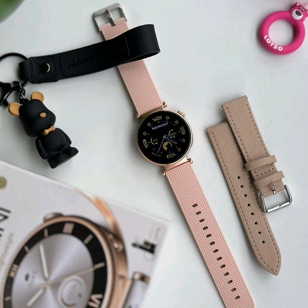 2024 GT4 mini Smart Watch for Women Lady Heart Rate 1.27inch Screen BT Call Wireless Charging IP67 Waterproof NFC Smartwatch, Dual Strap With Free Gift