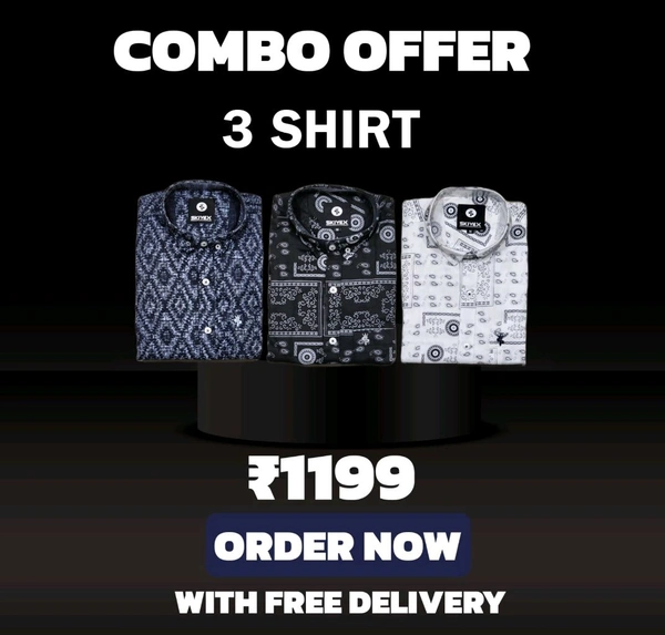 3 Shirt Combo Offer, Skiyex Original Cotton full Sleeves Shirt - L