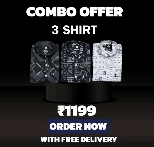 3 Shirt Combo Offer, Skiyex Original Cotton full Sleeves Shirt - M