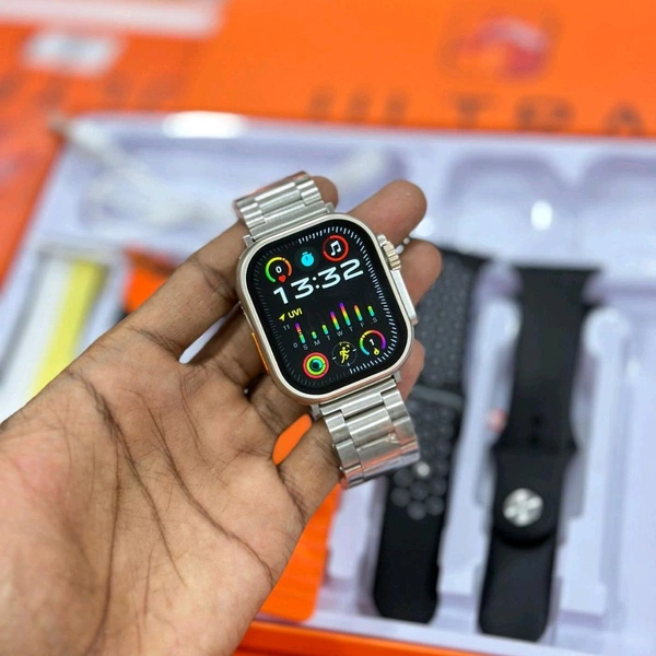 7 in 1 Strap Series 8 Ultra 49 MM Smartwatch | 7 Straps Premium Straps, Change Straps Every Day Of The Week, Means Within 7 Straps, Wireless Fast Charging Cable And Manual Book Included In Box
