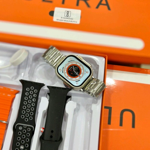 7 in 1 Strap Series 8 Ultra 49 MM Smartwatch | 7 Straps Premium Straps, Change Straps Every Day Of The Week, Means Within 7 Straps, Wireless Fast Charging Cable And Manual Book Included In Box