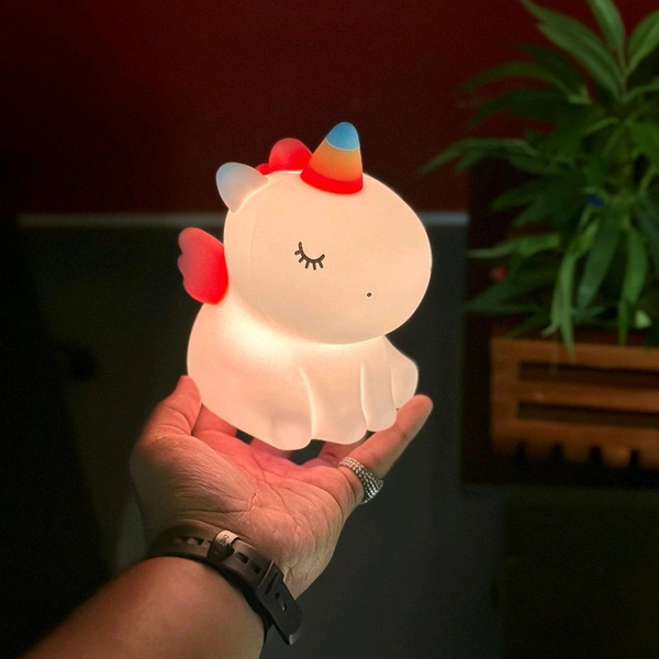 Adorable LED Night Light – Soft Silicone Rechargeable Lamp with Touch Control, Perfect for Baby Nursery, Kids' Bedroom, and Gifting