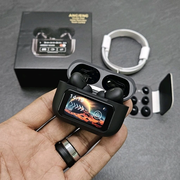 Air Pro 2 Plus With Display, Wallpaper, Timer, Brightness, Anc, Transparency control, Battery percentage